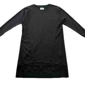 YAYA Women Black Sweatshirt Dress Asymmetrical Hem Minimalist Quiet Luxury M